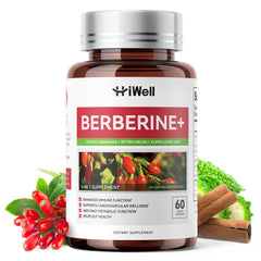 HiWell Berberine with Ceylon Cinnamon bottle - front view