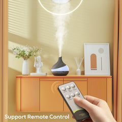 Diffuser placed in a calm home spa/yoga room setting