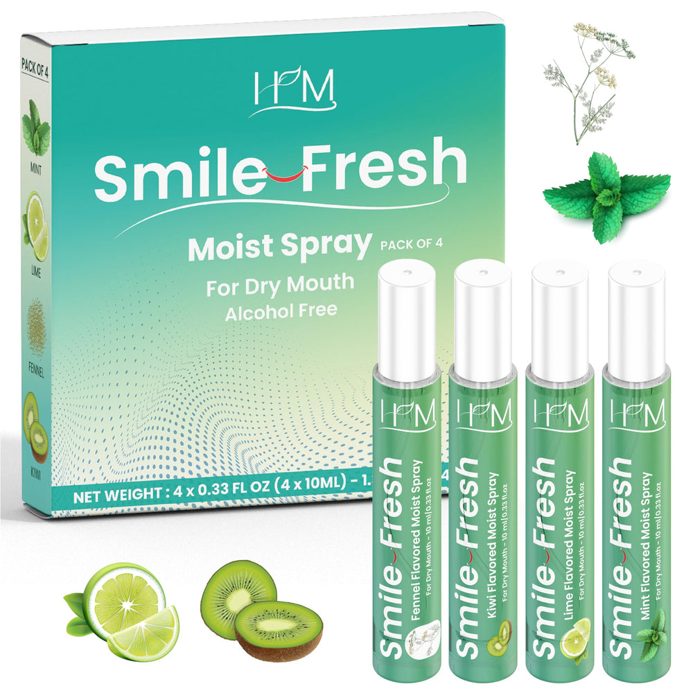 HM Dry Mouth Flavoured Spray 4 Pack front view