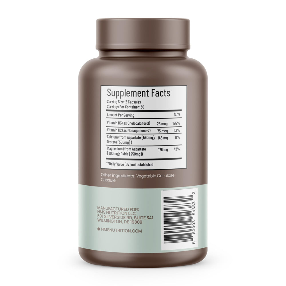 Ingredients panel showing calcium orotate and magnesium aspartate