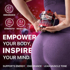 Close-up of blackberry flavored Hofnie Creatine Gummies