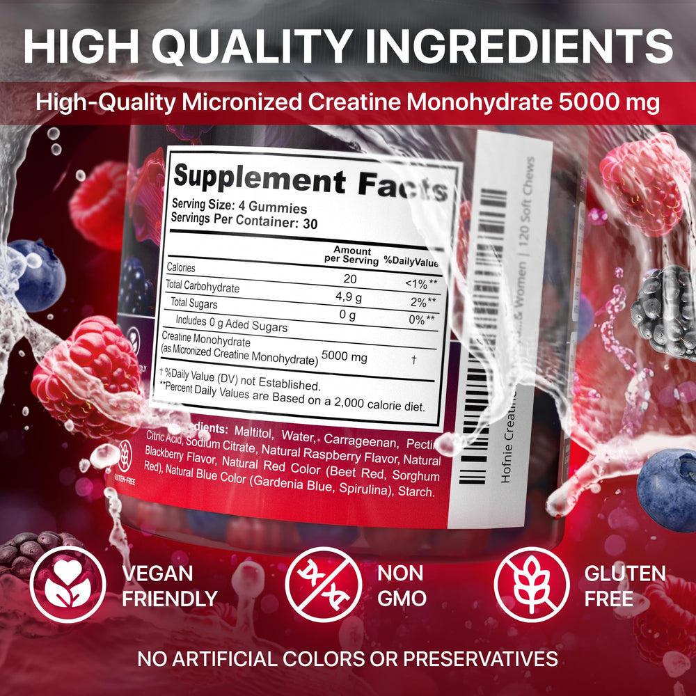 Packaging of Hofnie Creatine Gummies 120 gummies