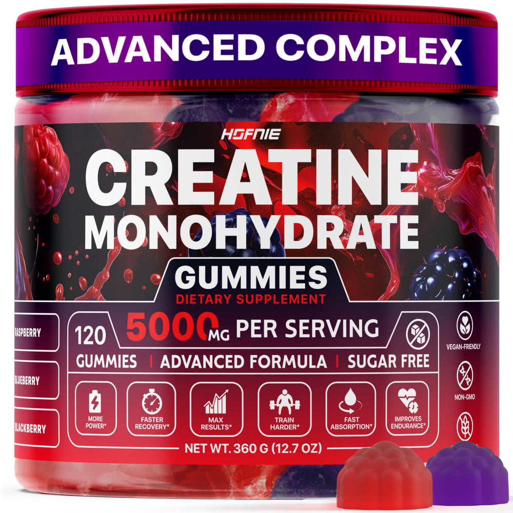 Hofnie Creatine Gummies Raspberry and Blackberry front view