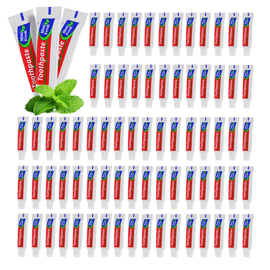 HOIQIRY 30-pack travel-size mint toothpaste tubes - front view