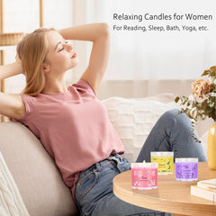 Holiday home decor with small glass candle jars on table