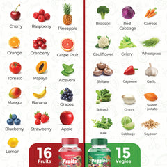 Holistic Choice Fruits & Veggies Gummies veggie-flavor bottle front view
