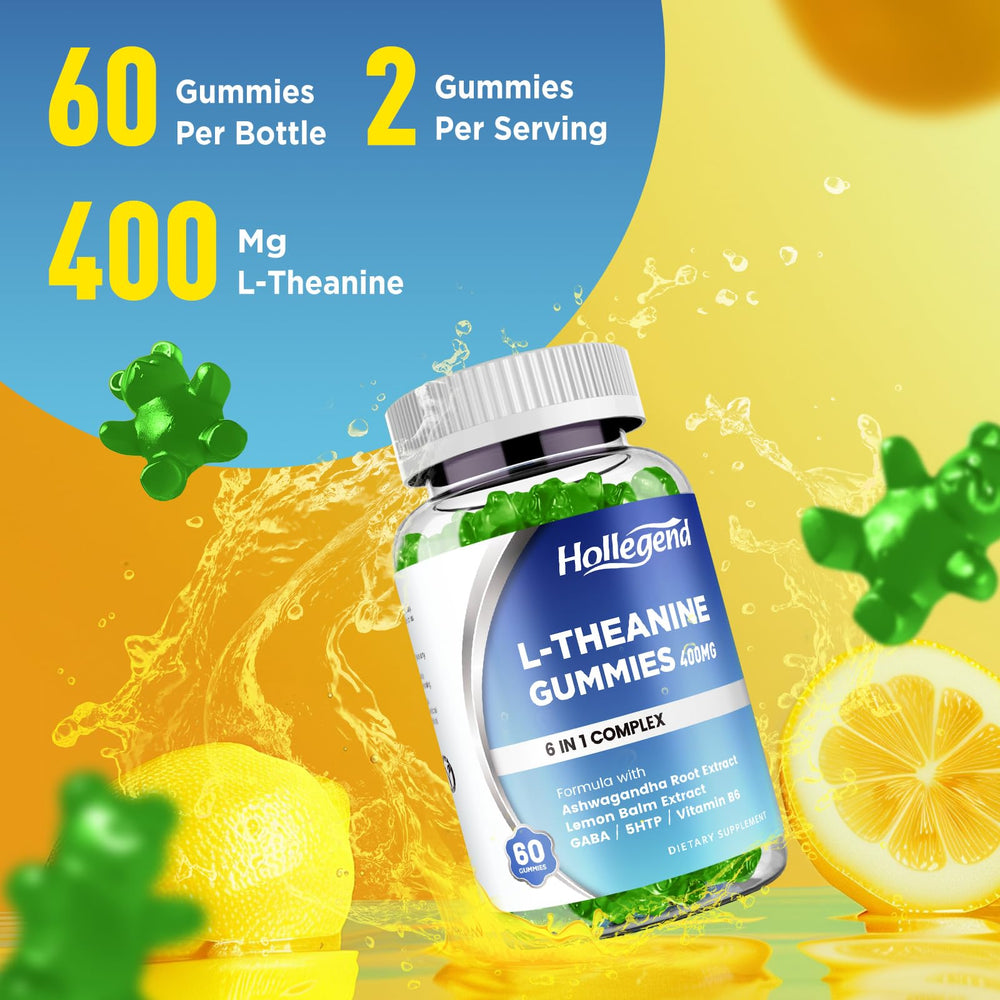 60-count bottle of HOLLEGEND L-Theanine Gummies