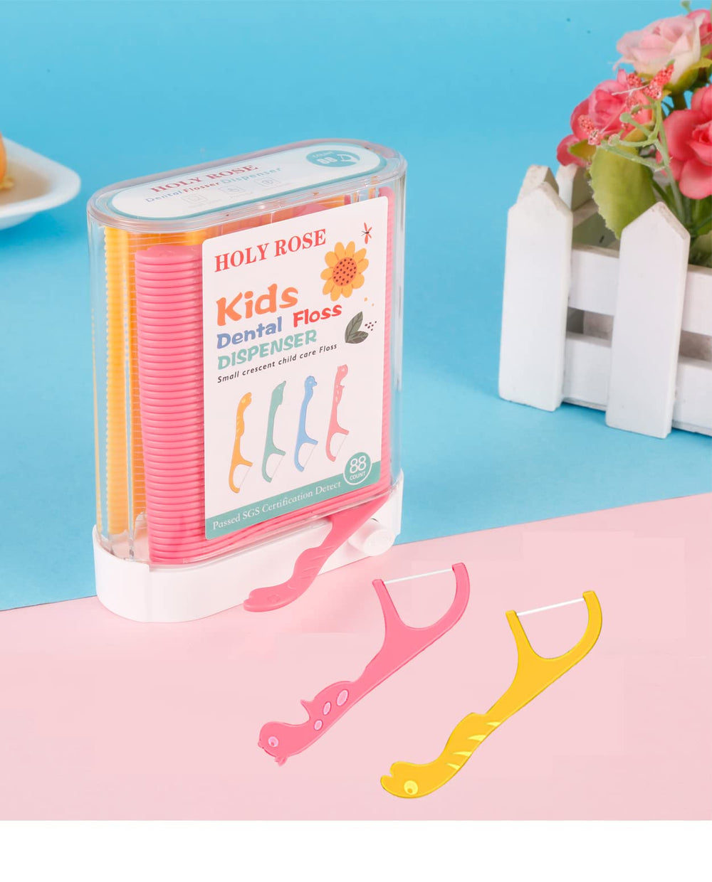 Holy Rose floss dispenser showing smooth dispensing mechanism