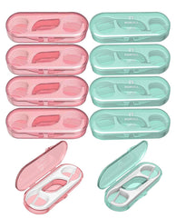 Holy Rose travel dental floss case in green and pink, compact portable design