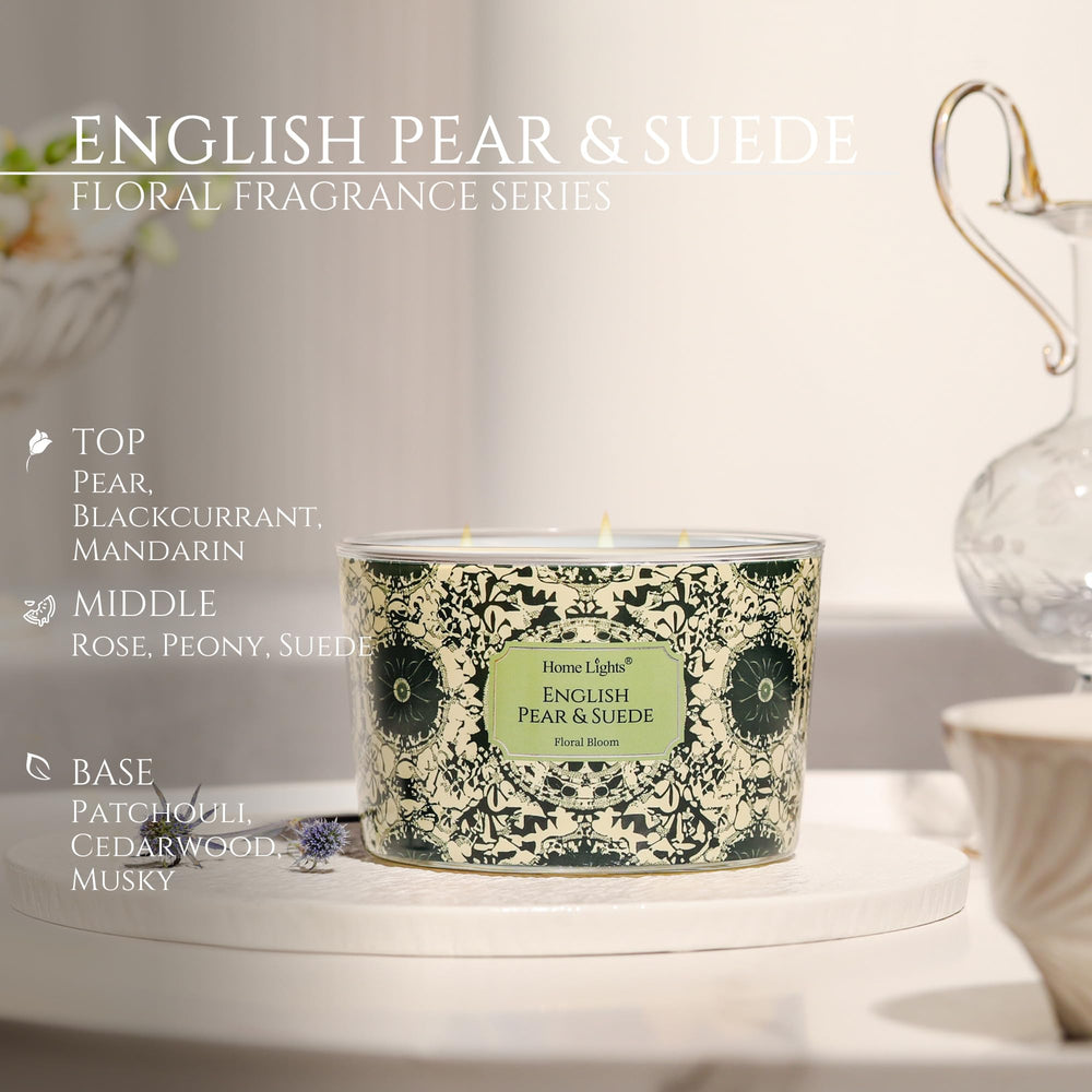 Elegant jar candle in English Pear & Suede fragrance