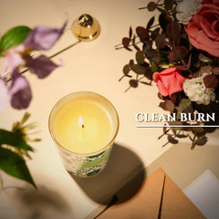 Gift-ready candle in elegant jar with neutral decor