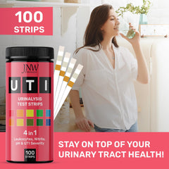 Home urinalysis test kit with dip strips for UTI monitoring