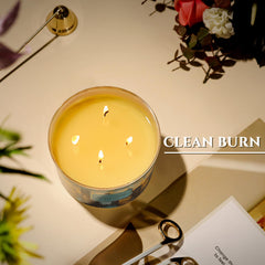 Natural cotton wick of HomeLights 18oz candle for clean burn