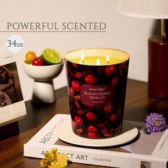 HomeLights 34oz 3-Wick Candle in Blackcherry Merlot – side view