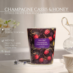 HomeLights 34oz 3-Wick Candle Champagne Cassis & Honey label close-up