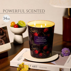 HomeLights 34oz 3-Wick Candle Champagne Cassis & Honey side view
