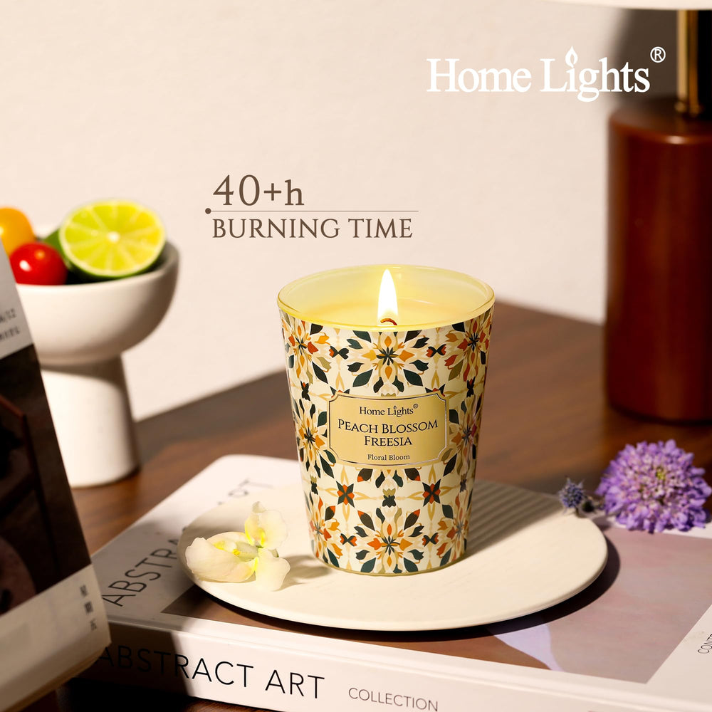 6.7oz Peach Blossom Freesia candle in jar - side view