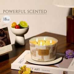 Side view of HomeLights Salted Caramel Soy Wax Candle 18oz 4-Wick