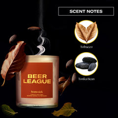 7.5 oz Homesick Beer League candle in jar with wick