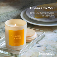 View of Homesick Cheers To You 7.5 oz candle