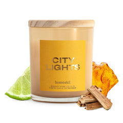 Homesick City Lights 7.5 oz soy candle jar – front view