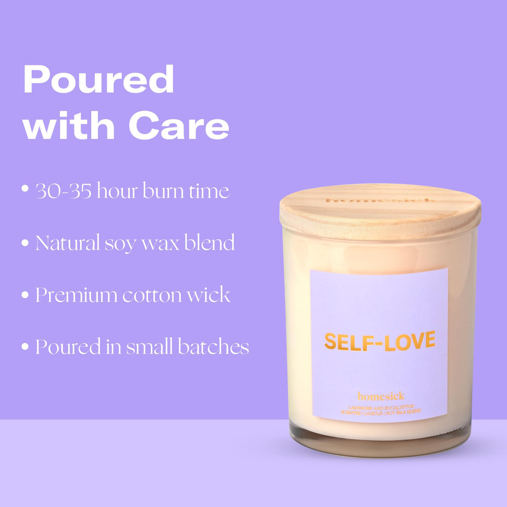 Gift-ready packaging for Homesick Self Love candle