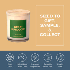 Lifestyle scene featuring Homesick Great Outdoors candle in a cozy setting