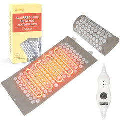HOMLYNS heated acupressure mat and pillow set with 3 heating levels in grey