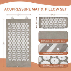 Full view of mat and pillow on a neutral surface