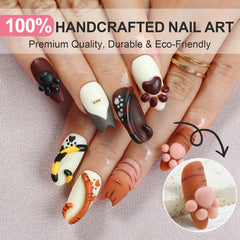 Homsera 3D kitten design nails close-up for stylish party wear.