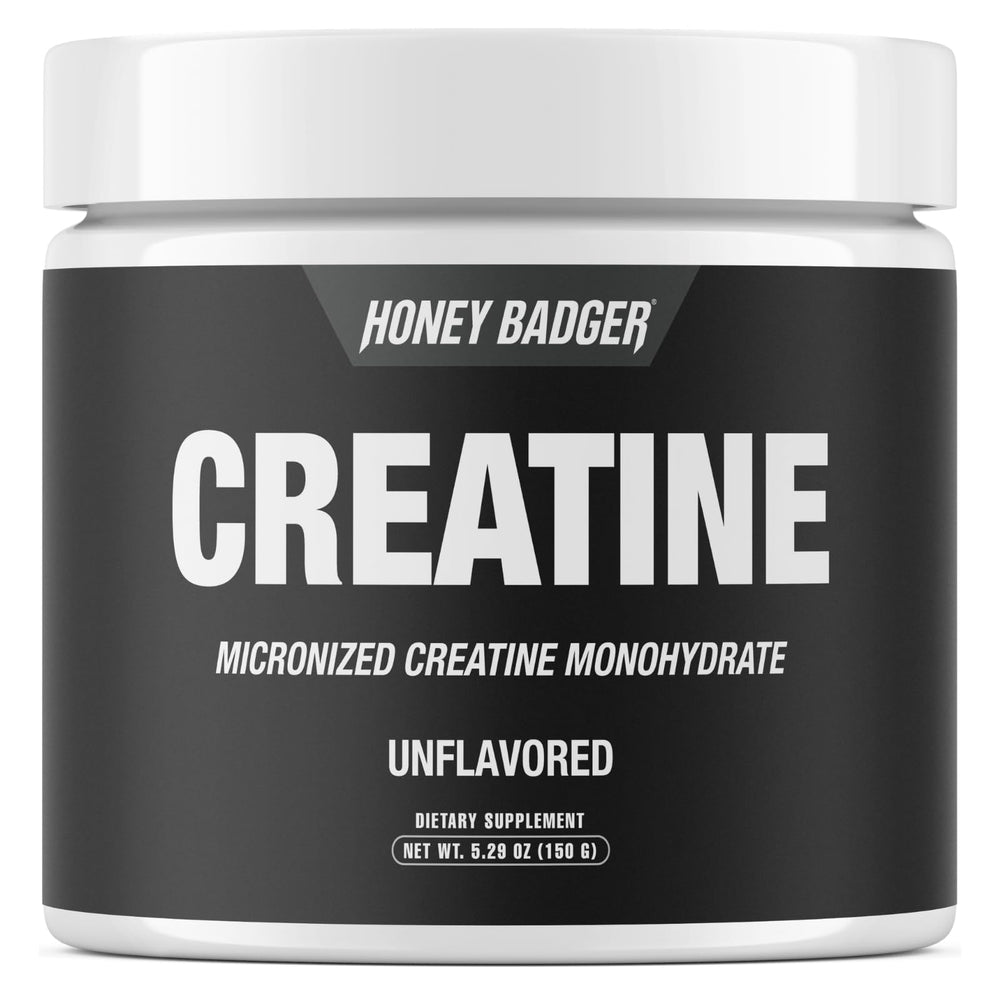 Honey Badger Creatine Monohydrate Powder bottle – front view