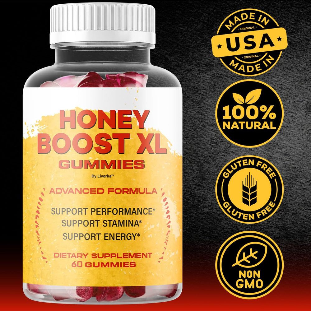 Natural ingredients illustration for Honey Boost XL Gummies