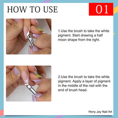 Honey Joy brush edge aligns with nails for neat color application.