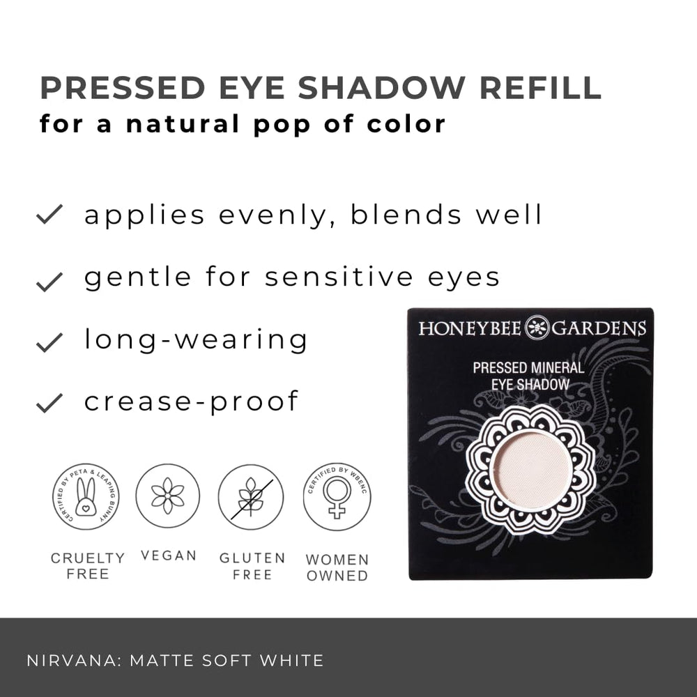 Honeybee Gardens Nirvana matte white swatch on lid brightens eyes with smooth blending.