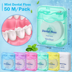 Mint-flavored dental floss spool close-up