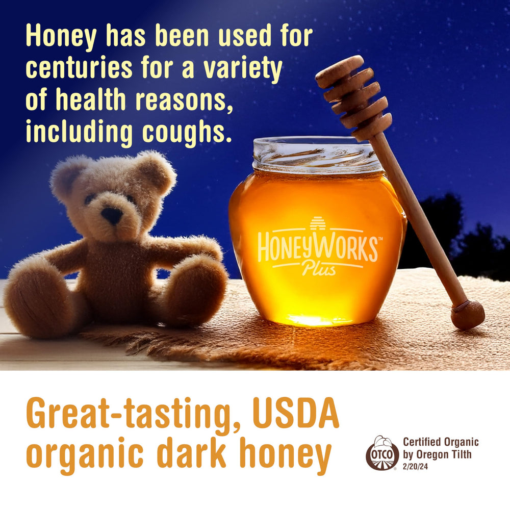 Organic HoneyWorks product label and ingredients