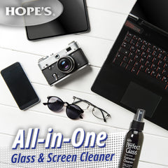 Glasses and sunglasses being cleaned with HOPE'S cleaner