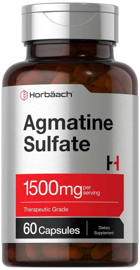 Horbäach Agmatine Sulfate Capsules bottle - 1500mg per serving, 60 count