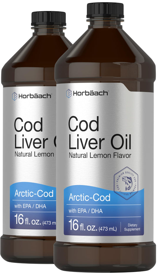 Horbäach Arctic Cod Liver Oil lemon flavor bottle and box - 16 oz (image 1)