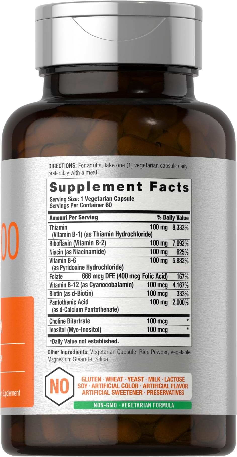 Horbäach B-100 Complex Vitamin bottle – side view