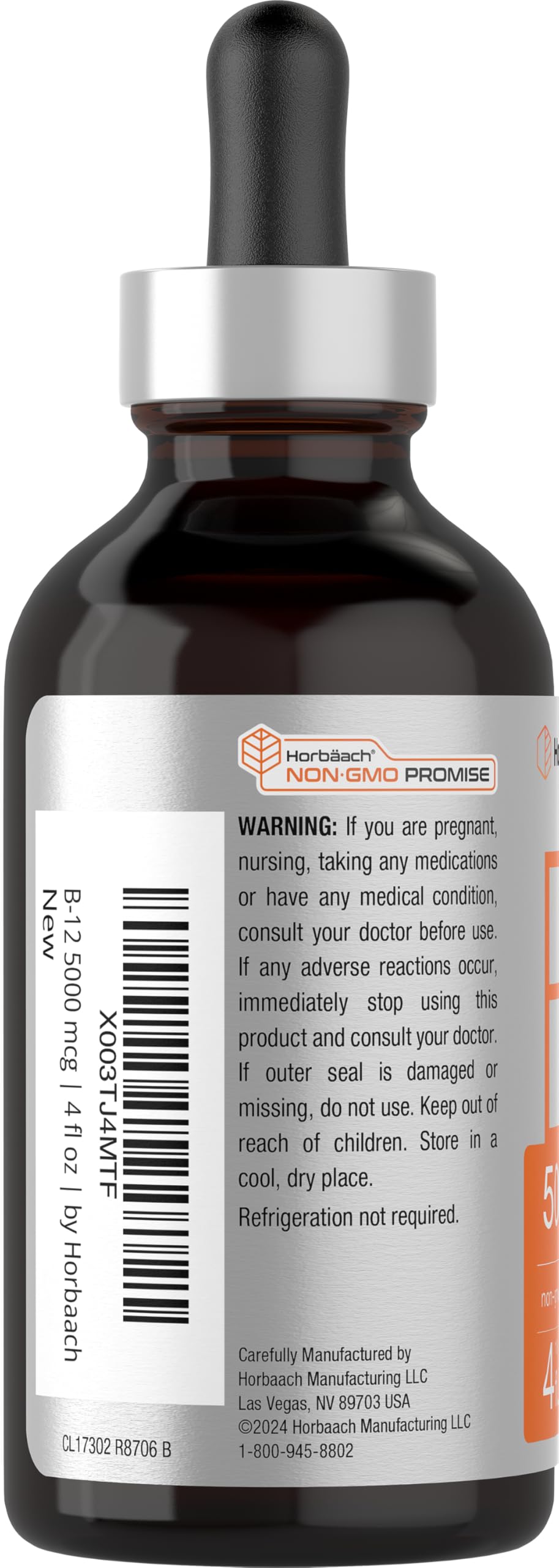 Sublingual liquid vitamin B12 5000 mcg in bottle
