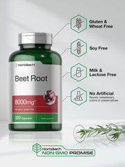 Supplement facts panel for Horbäach Beet Root Powder Capsules