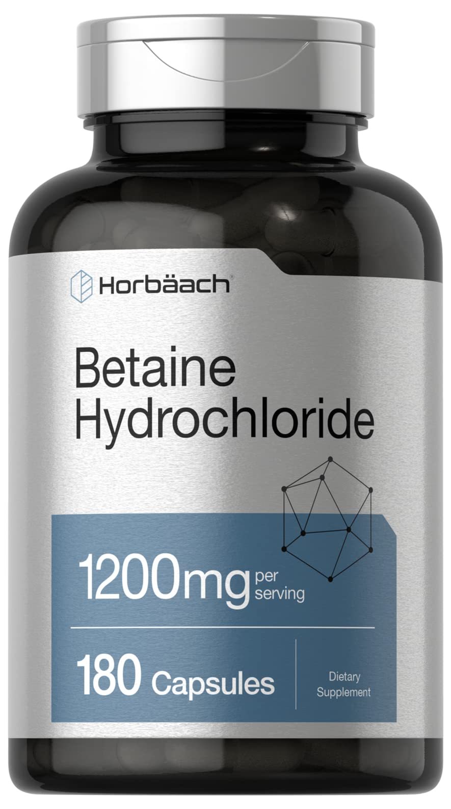 Horbäach Betaine HCl 1200mg bottle and label