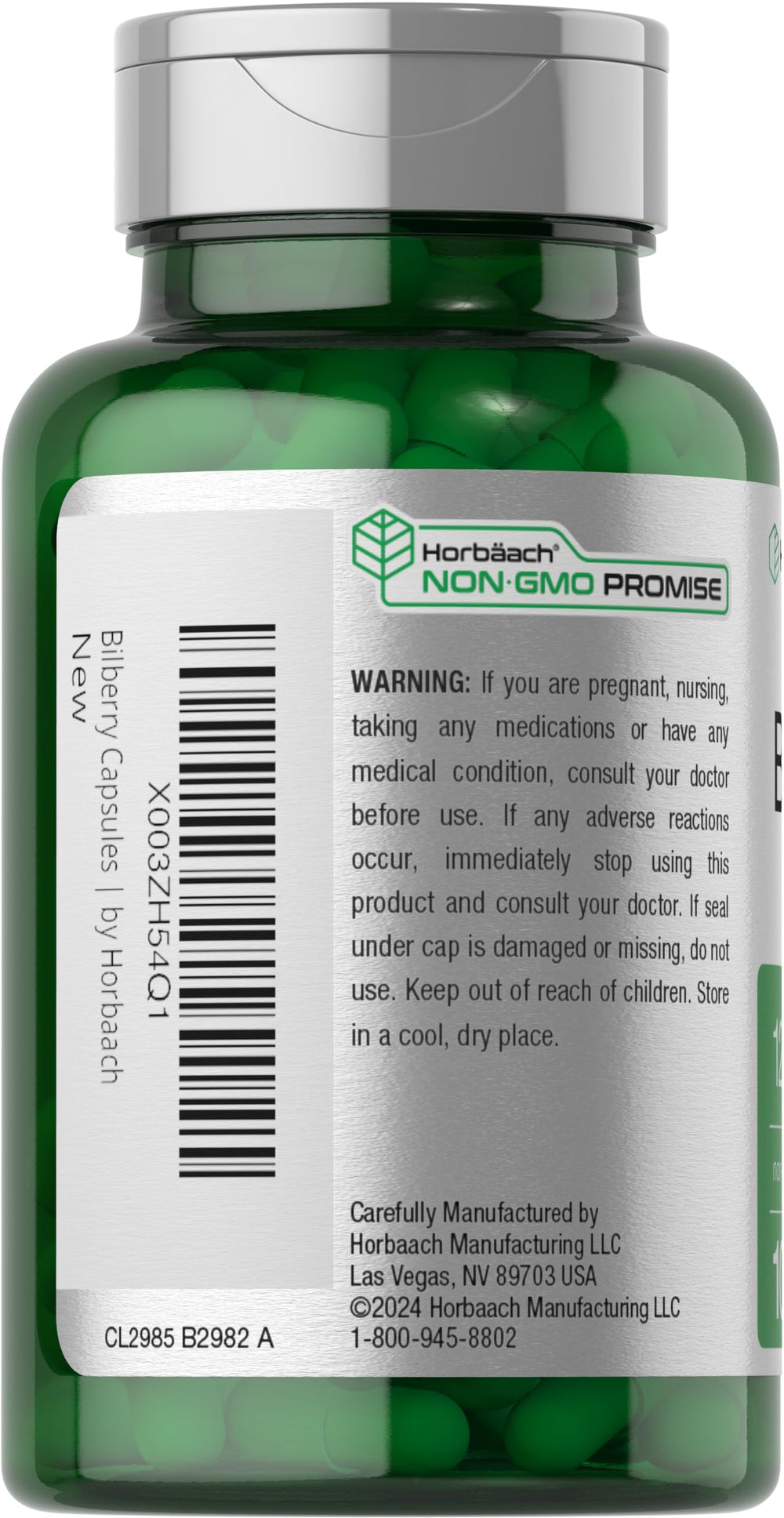 Horbäach Bilberry product bottle with label
