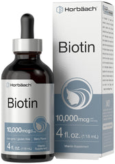 Horbäach Biotin Liquid Drops Berry Flavor bottle 10000 mcg