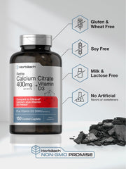 Vegetarian, gluten-free Horbäach Calcium Citrate with D3 label