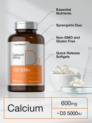 Nutrition Facts panel on Horbaach Calcium D3 bottle