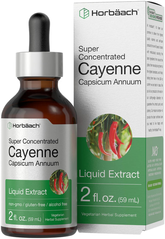 Front view of Horbaach Cayenne Pepper Tincture bottle