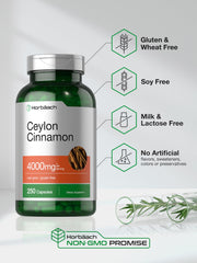 250-count bottle of Horbaach Ceylon Cinnamon Capsules
