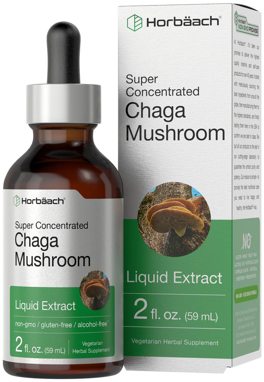 Horbaach Chaga Mushroom Extract 2oz bottle with dropper